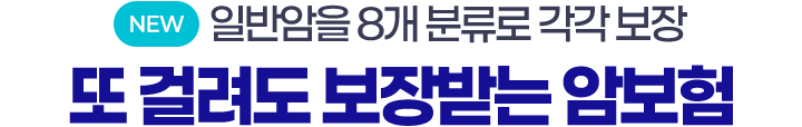 NEW 일반암을 8개 분류로 각각 보장. 또 걸려도 보장받는 암보험