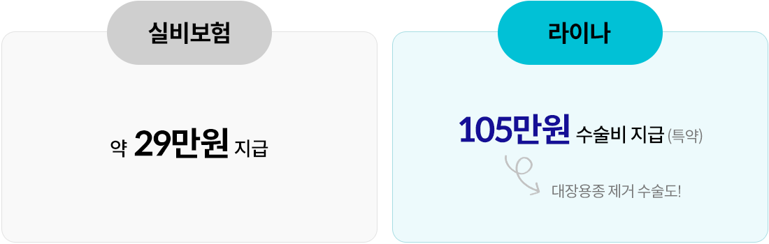 실비보험 약 29만원 지급, 라이나 105만원 수술비 지급(특약) + 대장용종 제거 수술도!