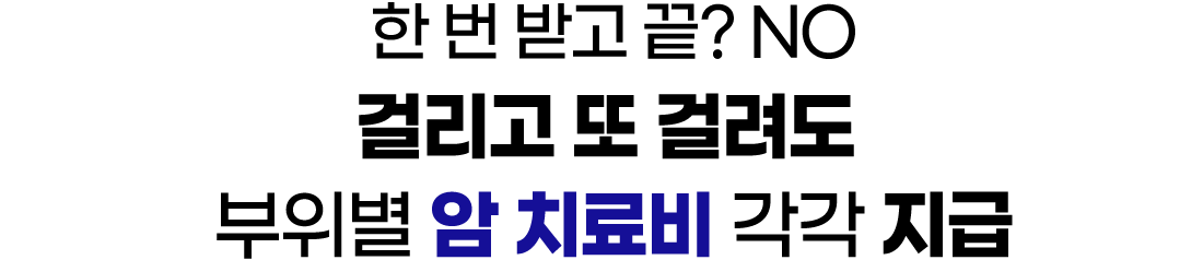 한 번 받고 끝? NO. 걸리고 또 걸려도 암 진단비·치료비 그룹별로 각각 지급