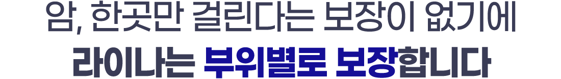암, 한곳만 걸린다는 보장이 없기에 라이나는 부위별로 보장 합니다